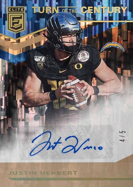 2020 Panini Donruss Elite Turn of the Century Autographs Justin Herbert #TCJH Football Card