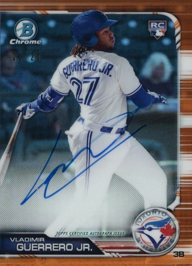 2019 Bowman Chrome Rookie Autographs Vladimir Guerrero Jr. #CRAVGJ Baseball Card