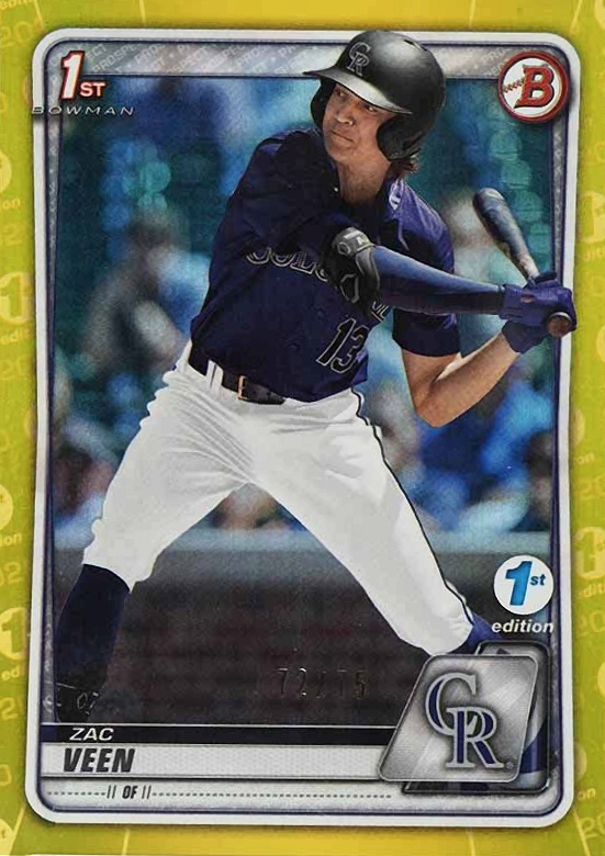 2020 Bowman Draft 1st Edition Zac Veen #BD107 Baseball Card