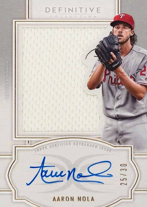 2020 Topps Definitive Collection Autograph Relic Collection  Aaron Nola #ARCAN Baseball Card