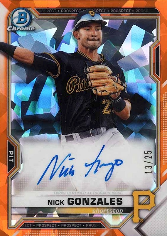 2021 Bowman Chrome Sapphire Edition Autographs Nick Gonzales #BSPANG Baseball Card