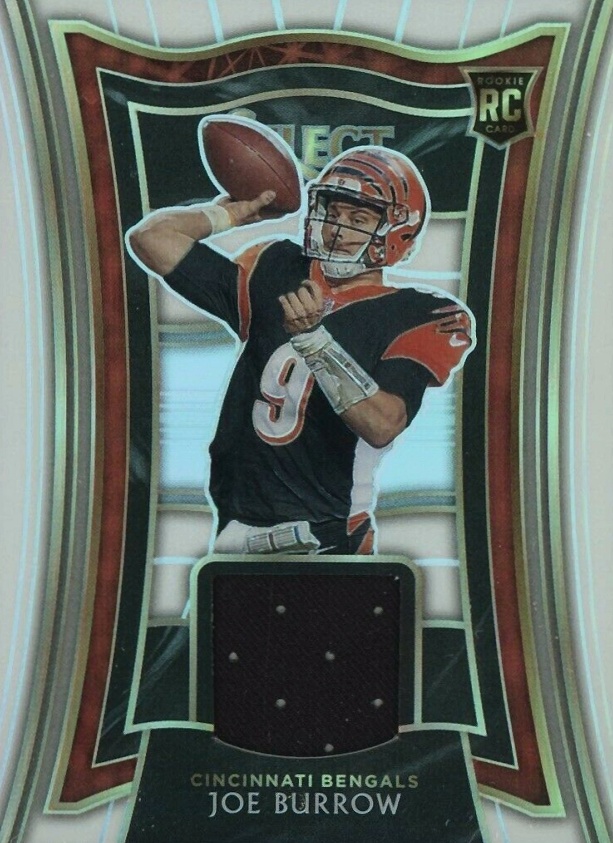 2020 Panini Select Rookie Swatches Prizm Joe Burrow #RSJBO Football Card