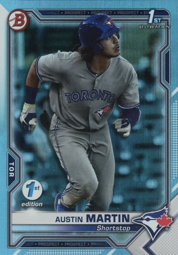 2021 Bowman 1st Edition Austin Martin #BFE87 Baseball Card