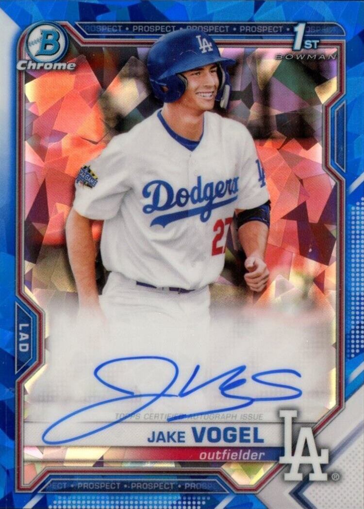 2021 Bowman Chrome Sapphire Edition Autographs Jake Vogel #BSPAJV Baseball Card