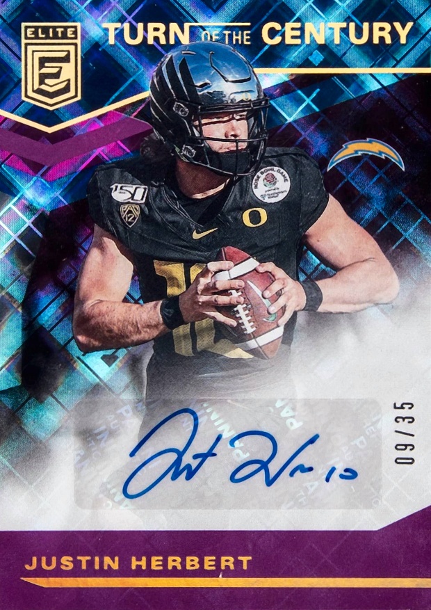 2020 Panini Donruss Elite Turn of the Century Autographs Justin Herbert #TCJH Football Card