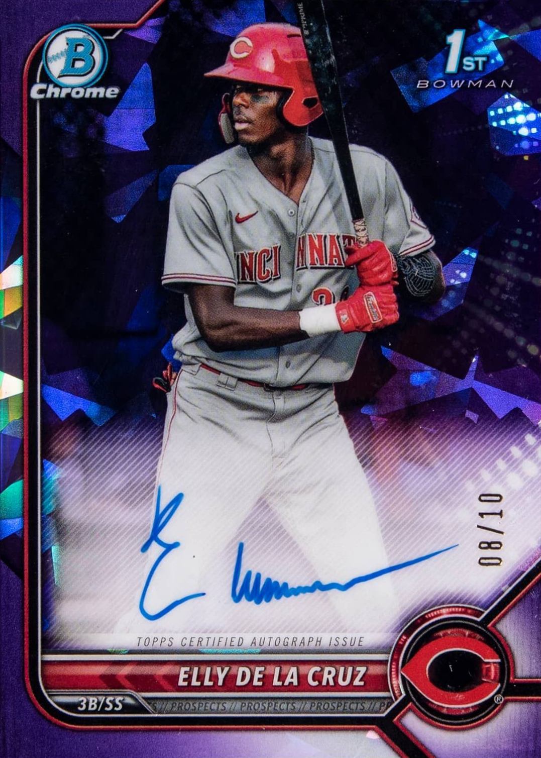 2022 Bowman Sapphire Edition Chrome Prospect Autographs Elly de La Cruz #ED Baseball Card