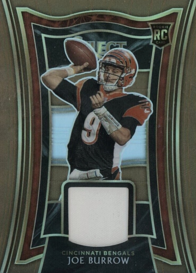 2020 Panini Select Rookie Swatches Prizm Joe Burrow #RSJBO Football Card