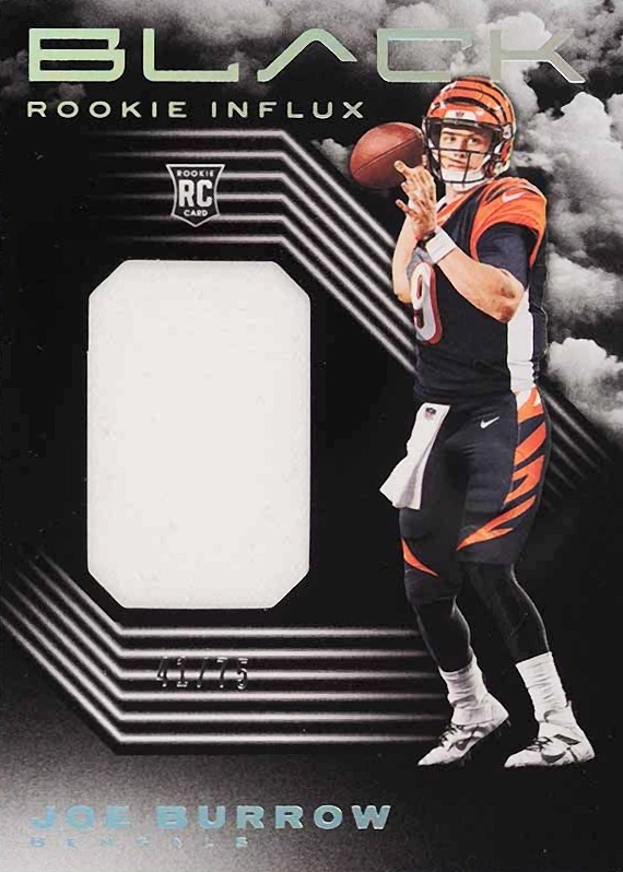 2020 Panini Black Rookie Influx Memorabilia Joe Burrow #RI1 Football Card