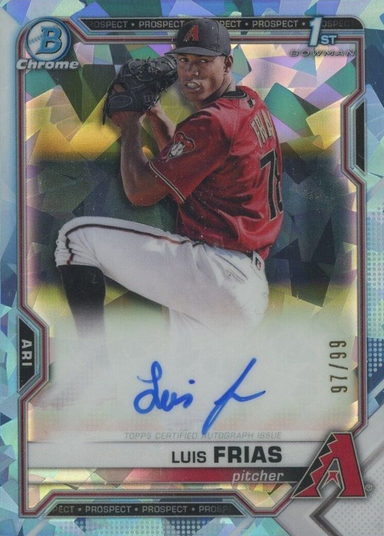 2021 Bowman Chrome Sapphire Edition Autographs Luis Frias #BSPALF Baseball Card