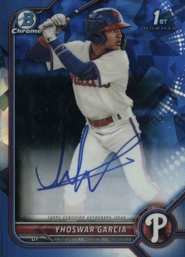 2022 Bowman Sapphire Edition Chrome Prospect Autographs Yhoswar Garcia #YG Baseball Card