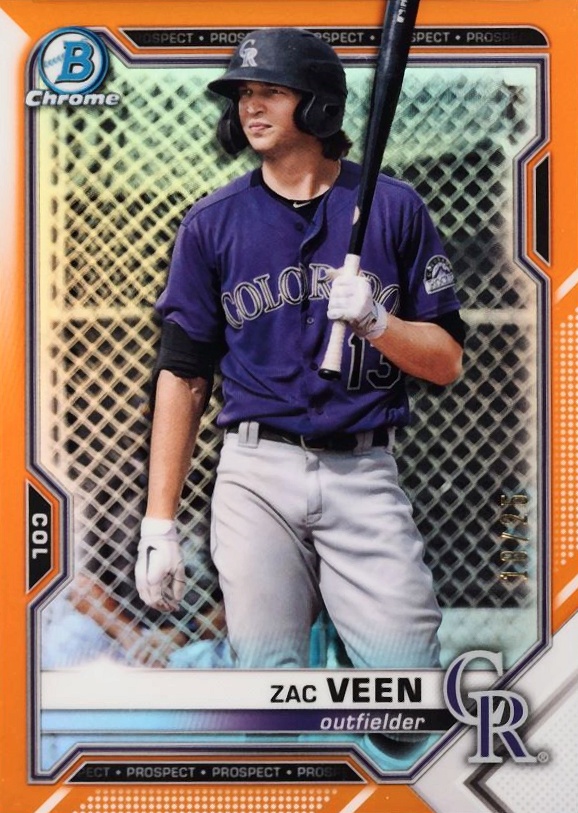 2021 Bowman Chrome Prospects Zac Veen #BCP183 Baseball Card