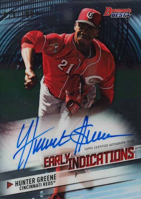 2018 Bowman's Best Early Indications Autograph Hunter Greene #EIAHG Baseball Card