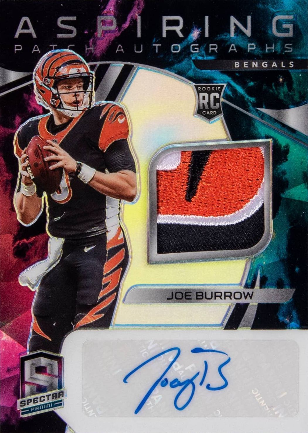 2020 Panini Spectra Aspiring Patch Autographs Joe Burrow #1 Football Card