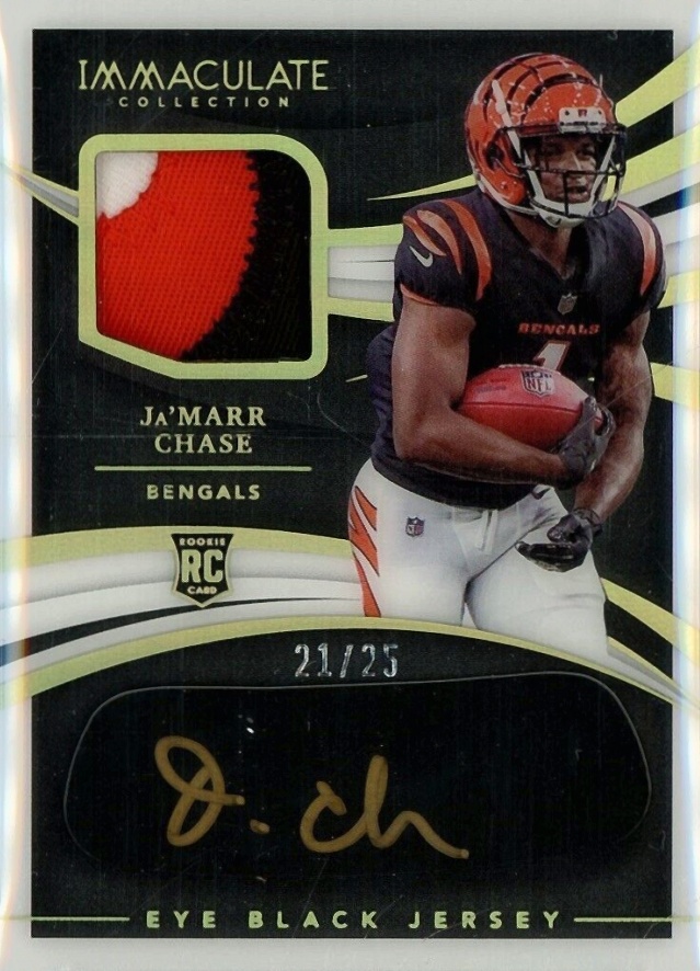 2021 Panini Immaculate Collection Rookie Eye Black Jersey Autographs Ja'Marr Chase #JC Football Card