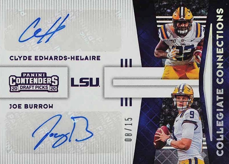 2020 Panini Contenders Draft Picks Collegiate Connections Signatures Clyde Edwards-Helaire/Joe Burrow #14 Football Card