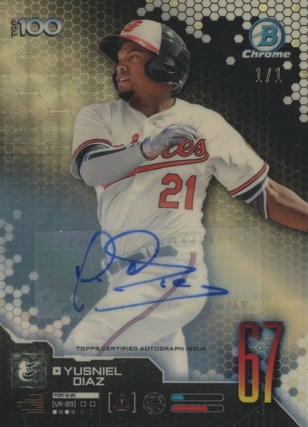 2019 Bowman Scouts' Top 100 Chrome Yusniel Diaz #BTP67 Baseball Card