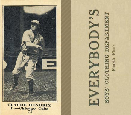 1916 Everybody's Claude Hendrix #78 Baseball Card