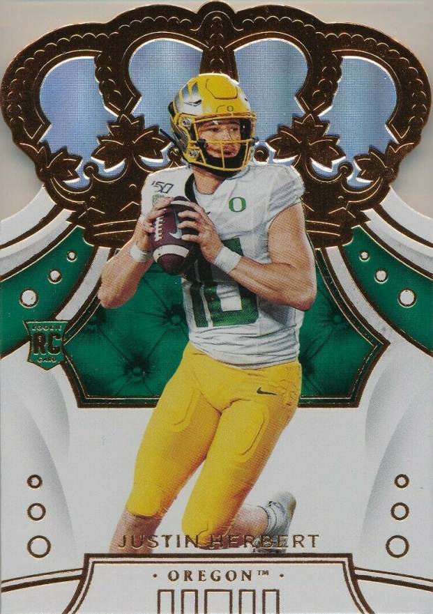 2020 Panini Chronicles Draft Picks Crown Royale Justin Herbert #14 Football Card