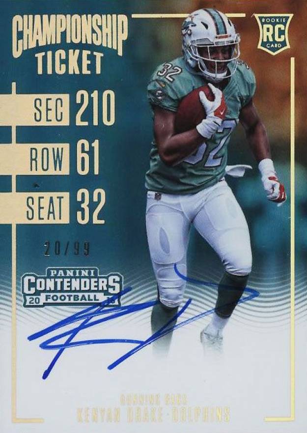 2016 Panini Contenders Kenyan Drake #312 Football Card