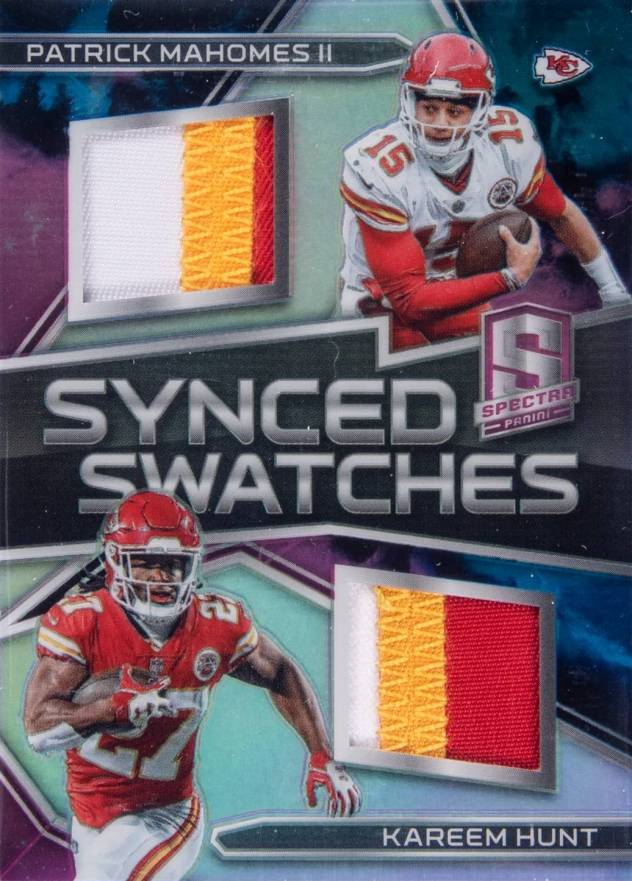 2018 Panini Spectra Synced Swatches  Kareem Hunt/Patrick Mahomes II #13 Football Card