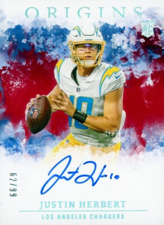 2020 Panini Origins Rookie Autographs Justin Herbert #RAJH Football Card