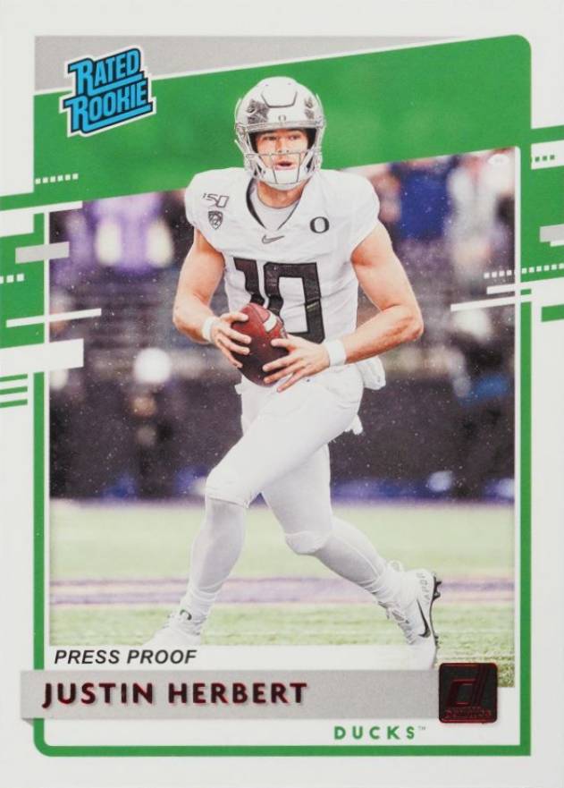 2020 Panini Chronicles Draft Picks Donruss Rated Rookies Justin Herbert #4 Football Card