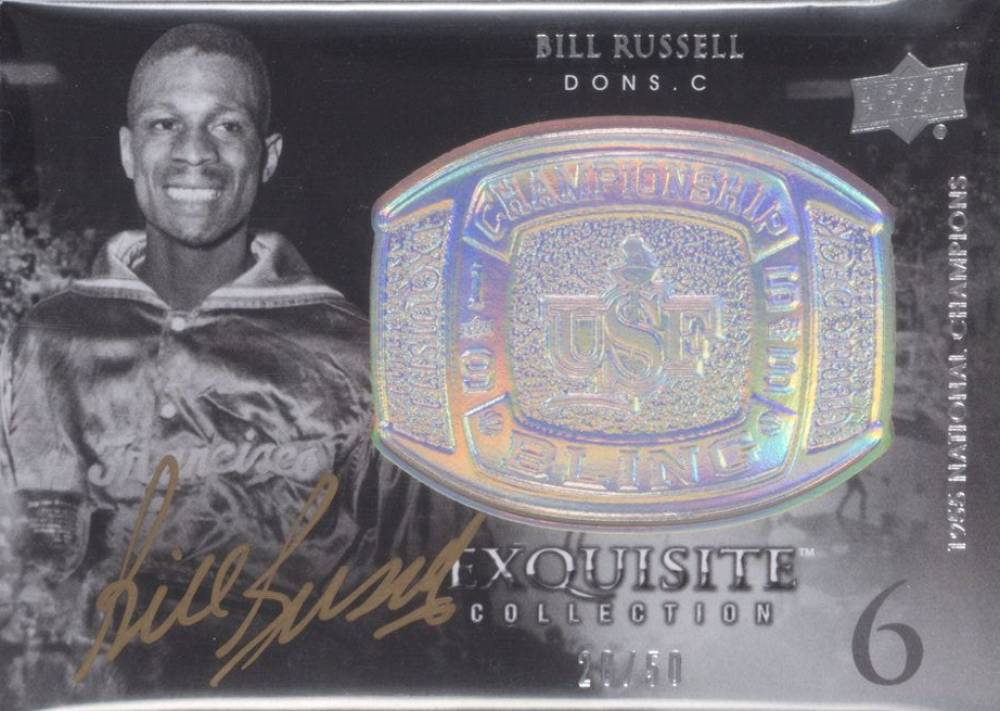 2011 Upper Deck Exquisite Collection Championship Bling Autographs Bill Russell #CB-BR Basketball Card