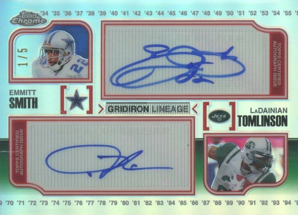 2010 Topps Chrome Gridiron Lineage Emmitt Smith/LaDainian Tomlinson #CGLST Football Card