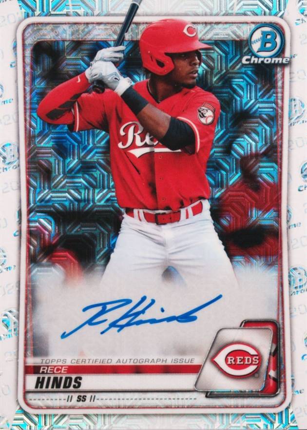 2020 Bowman Chrome Mega Box Autographs Rece Hinds #BMARH Baseball Card