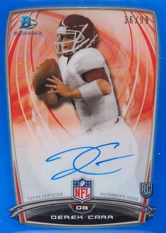 2014 Bowman Chrome Rookie Autograph Derek Carr #50 Football Card