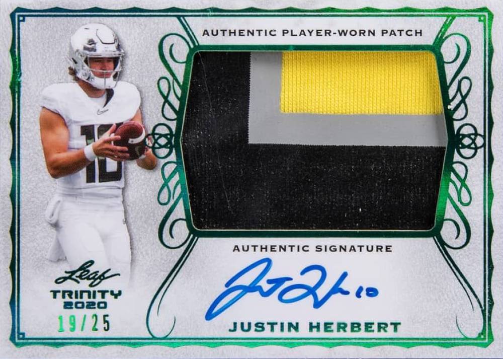 2020 Leaf Trinity Patch Autograph Justin Herbert #PAJH2 Football Card