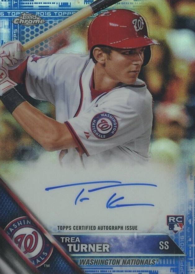 2016 Topps Chrome Rookie Autographs Trea Turner #RA-TTU Baseball Card