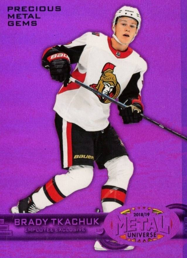 2018 Upper Deck Employee Exclusive Purple PMG Brady Tkachuk #UD-BT Hockey Card