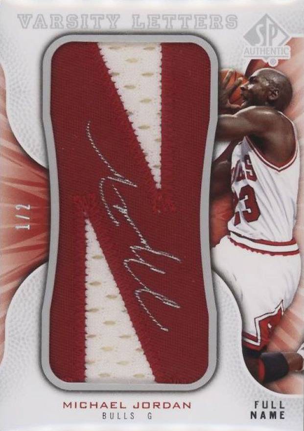 2008 SP Authentic Varsity Letters Veterans Full Name Michael Jordan #MJ Basketball Card