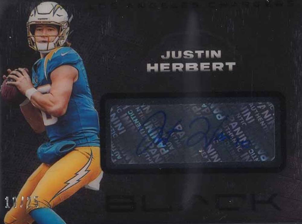 2020 Panini Black Rookie Jersey Autographs Justin Herbert #RJAJH Football Card