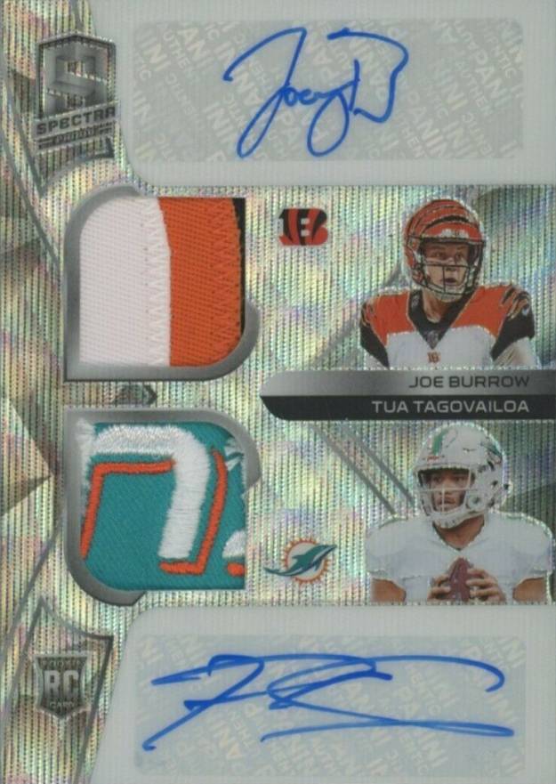 2020 Panini Spectra Rookie Dual Patch Autographs Joe Burrow/Tua Tagovailoa #JOT Football Card