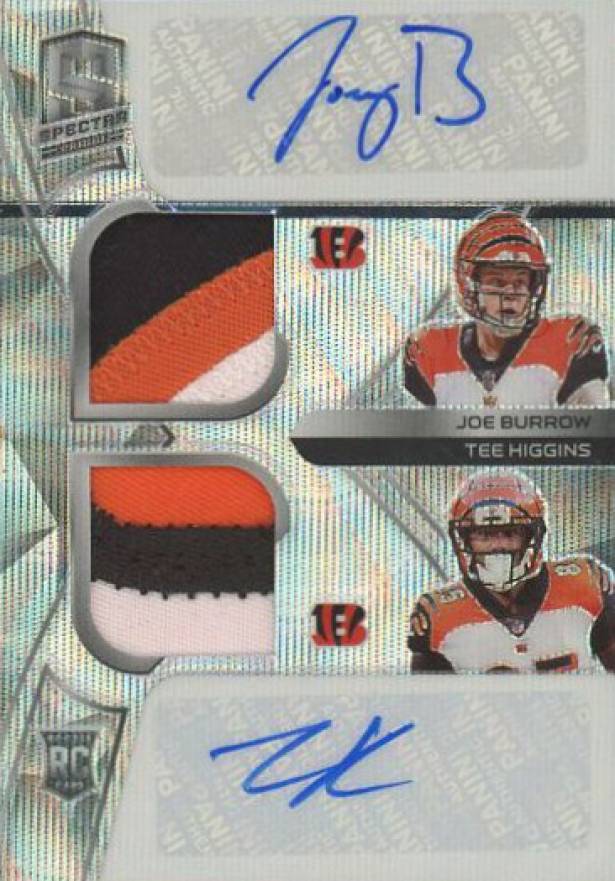 2020 Panini Spectra Rookie Dual Patch Autographs Joe Burrow/Tee Higgins #JT Football Card