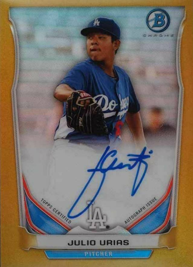 2014 Bowman Chrome Mini Refractor Autograph Julio Urias #CMAJU Baseball Card