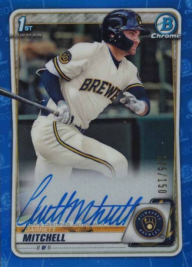 2020 Bowman Draft Chrome Draft Picks Autographs Garrett Mitchell #CDAGM Baseball Card