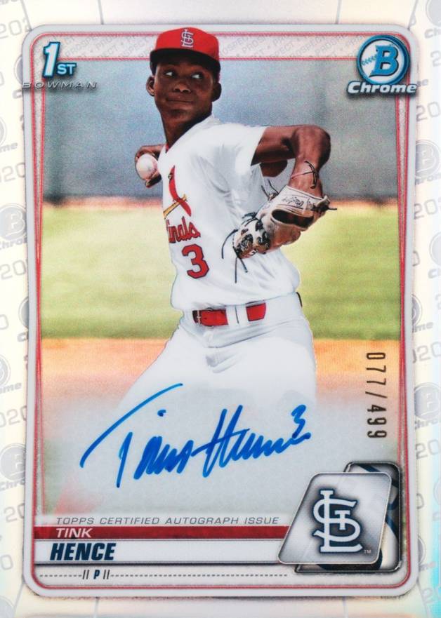 2020 Bowman Draft Chrome Draft Picks Autographs Tink Hence #CDAMH Baseball Card