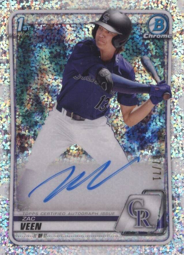 2020 Bowman Draft Chrome Draft Picks Autographs Zac Veen #CDAZV Baseball Card