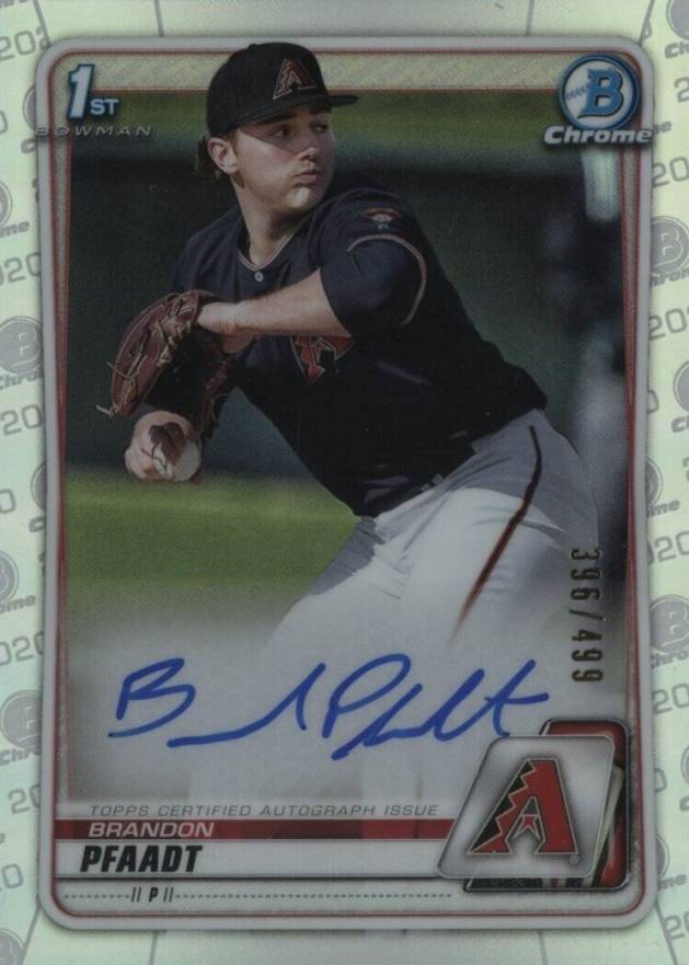 2020 Bowman Draft Chrome Draft Picks Autographs Brandon Pfaadt #CDABP Baseball Card