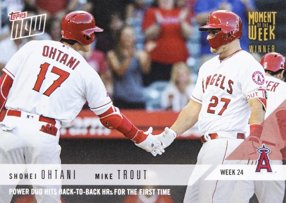 2018 Topps Now Moment of the Week Mike Trout/Shohei Ohtani #24W Baseball Card