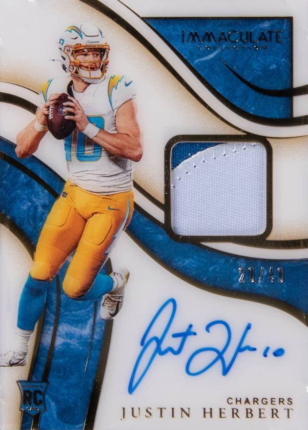 2020 Panini Immaculate Collection Immaculate Signature Patches Rookie Justin Herbert #ISP3 Football Card