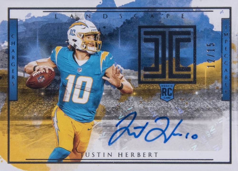 2020 Panini Impeccable Rookie Landscape Autographs Justin Herbert #RLJH Football Card