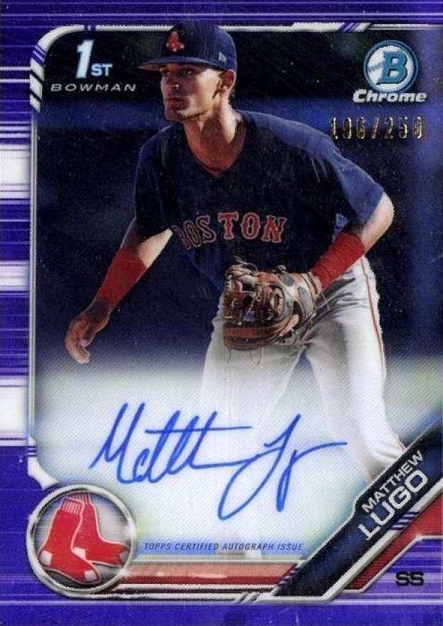 2019 Bowman Draft Chrome Draft Picks Autograph Matthew Lugo #CDAML Baseball Card