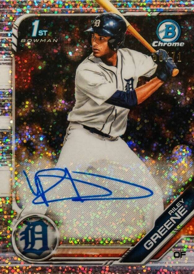 2019 Bowman Draft Chrome Draft Picks Autograph Riley Greene #CDARG Baseball Card