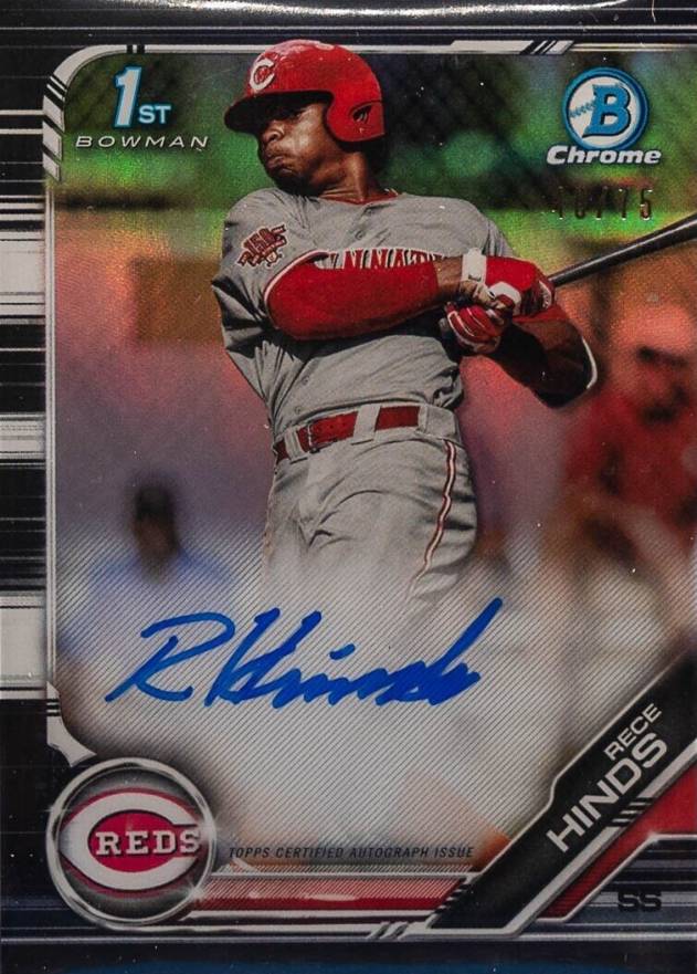 2019 Bowman Draft Chrome Draft Picks Autograph Rece Hinds #CDARH Baseball Card