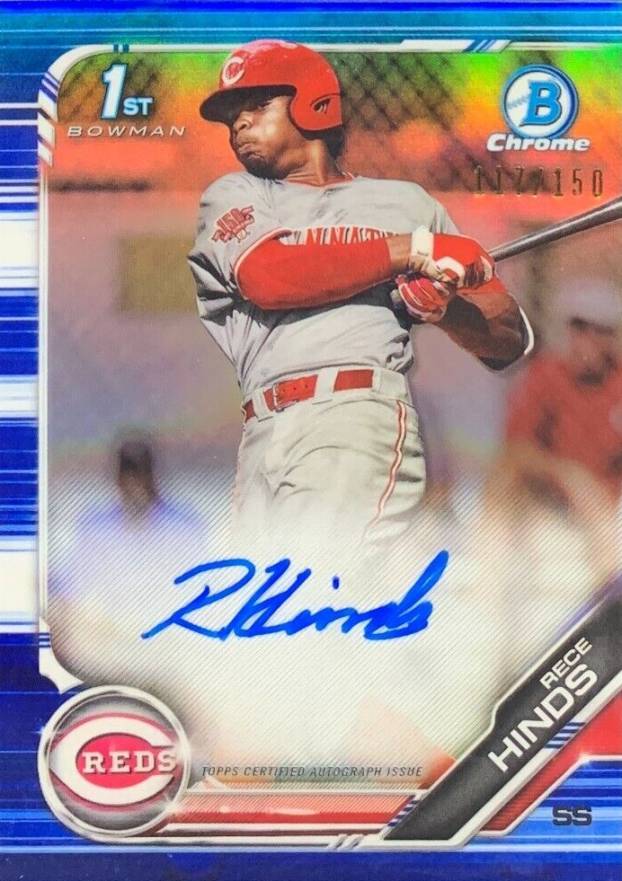 2019 Bowman Draft Chrome Draft Picks Autograph Rece Hinds #CDARH Baseball Card