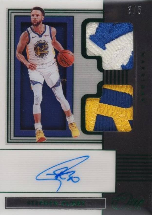 2019 Panini One and One Dual Jersey Autographs Stephen Curry #SCY Basketball Card